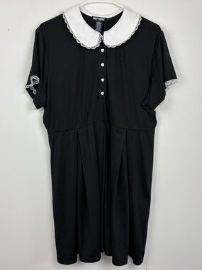 Hot Topic Goth Kawaii black dress w/ white Peter Pan collar & lace sz 14/16 (1)